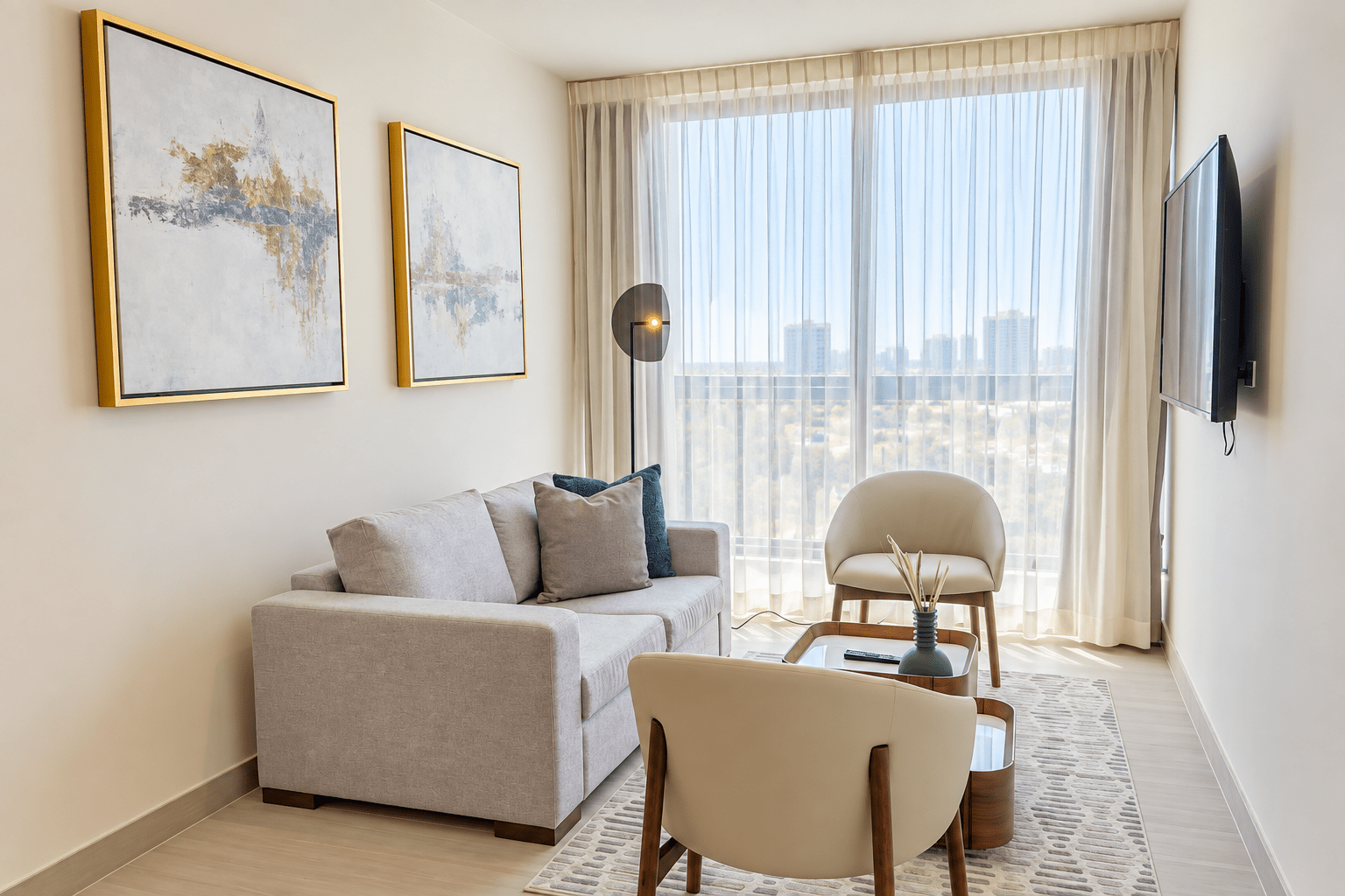 Turnkey investment property living room prepared for managed rental operations